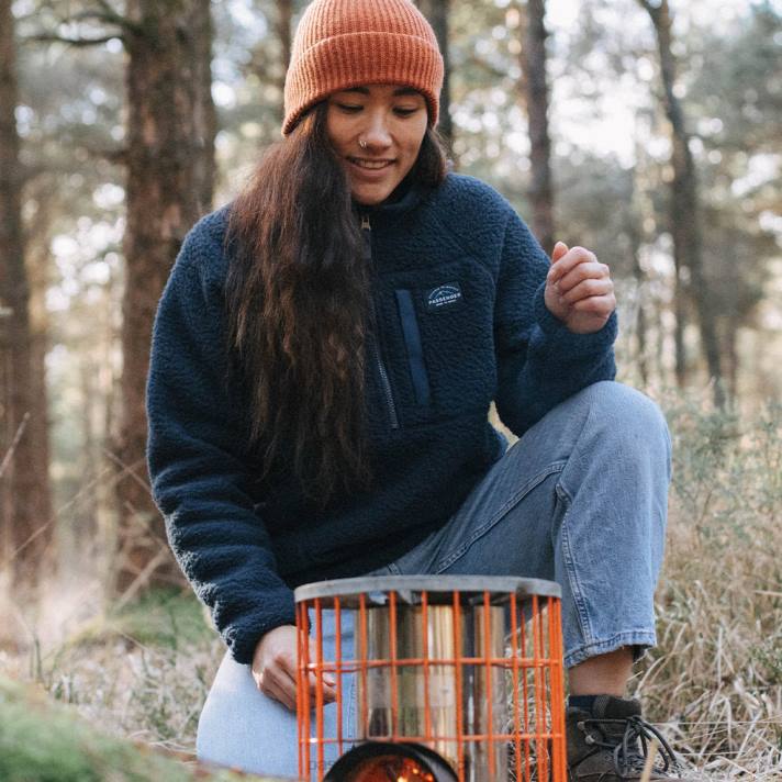 Passenger Frauen Startseite 1/4-Reißverschluss aus recyceltem Sherpa-Fleece in Marineblau 0BP2662 woclothing Marine