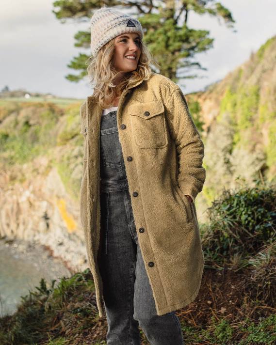 Passenger Frauen wolkiges, recyceltes, hochfloriges Sherpa-Fleece-Hemd, Biskuit 0BP2672 woclothing Keks