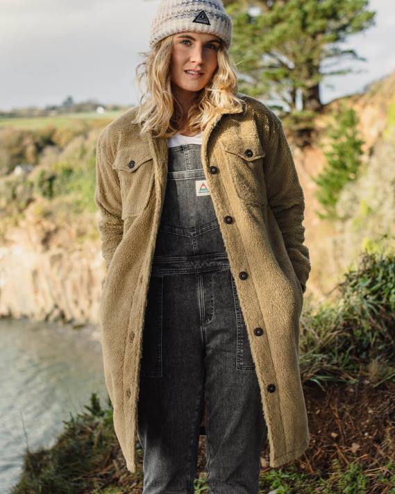 Passenger Frauen wolkiges, recyceltes, hochfloriges Sherpa-Fleece-Hemd, Biskuit 0BP2672 woclothing Keks