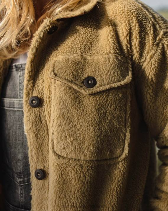 Passenger Frauen wolkiges, recyceltes, hochfloriges Sherpa-Fleece-Hemd, Biskuit 0BP2672 woclothing Keks