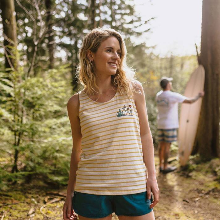 Passenger Frauen Bloom Hanfweste ockergelb gestreift 0BP21021 woclothing Gelb