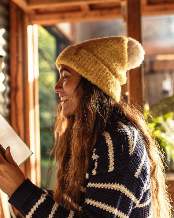 Passenger Frauen Sanfte Bommelmütze in Senfgelb 0BP21028 WoKopfbedeckung Gelb