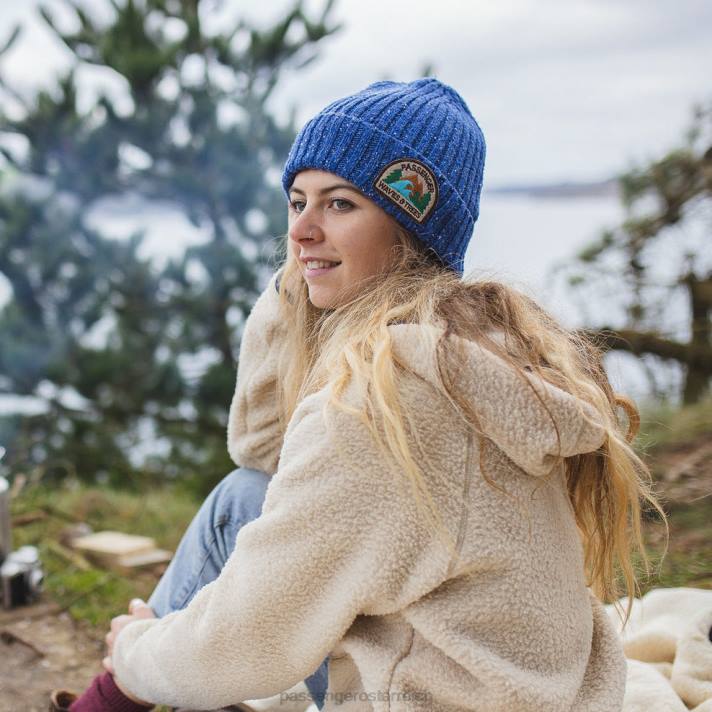 Passenger Frauen Katira Rippstrickmütze, blaue Koralle 0BP21109 WoKopfbedeckung Blau