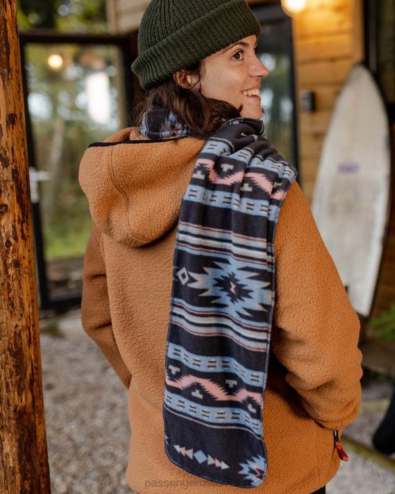 Passenger Frauen Lagerfeuer-Schal aus recyceltem Polarfleece, tiefes Marineblau, Vintage-Geo 0BP21092 WoKopfbedeckung Marine