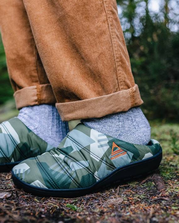 Passenger Frauen Sohlenpantoffel mit Tannenbaum-Camouflagemuster 0BP21106 wofootwear Tarnung