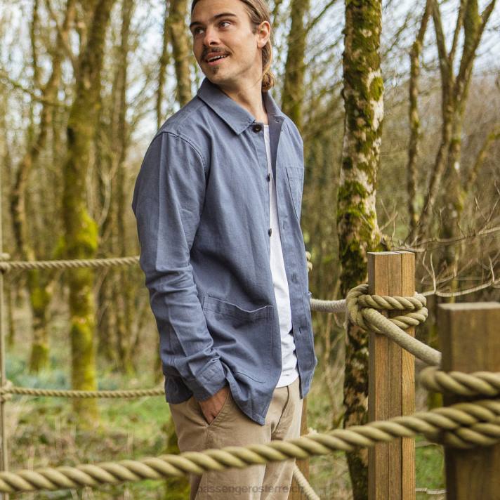 Passenger Männer Futterhanf-Overshirt in Steinblau 0BP2259 Kleidung Blau