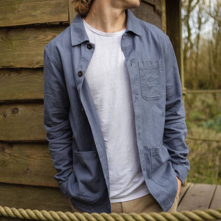 Passenger Männer Futterhanf-Overshirt in Steinblau 0BP2259 Kleidung Blau
