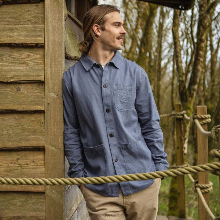 Passenger Männer Futterhanf-Overshirt in Steinblau 0BP2259 Kleidung Blau