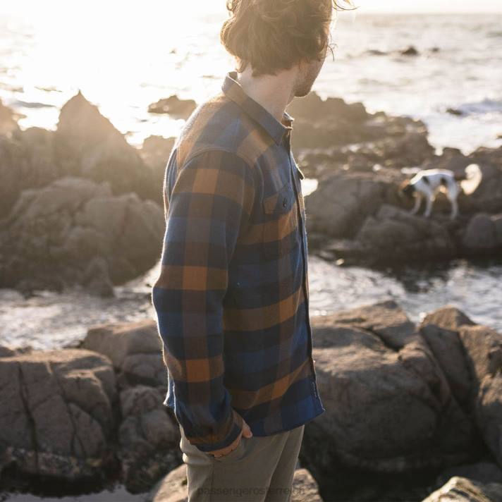 Passenger Männer Overshirt aus gebürsteter Baumwolle in Marineblau/Blau/Gummi 0BP2256 Kleidung Blau