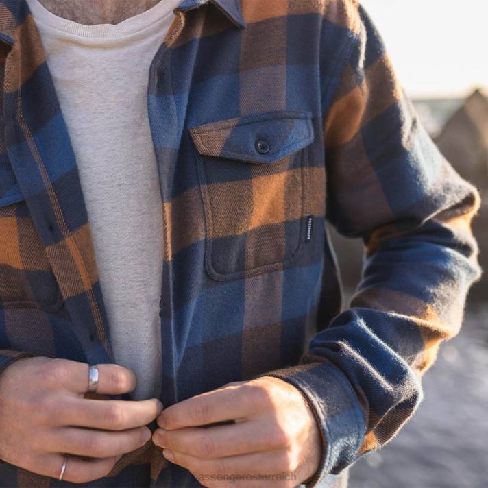 Passenger Männer Overshirt aus gebürsteter Baumwolle in Marineblau/Blau/Gummi 0BP2256 Kleidung Blau