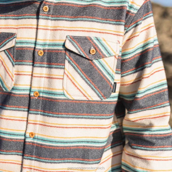 Passenger Männer Winterwell-Overshirt aus gebürsteter Baumwolle, Birkenstreifen 0BP2245 Kleidung Birke