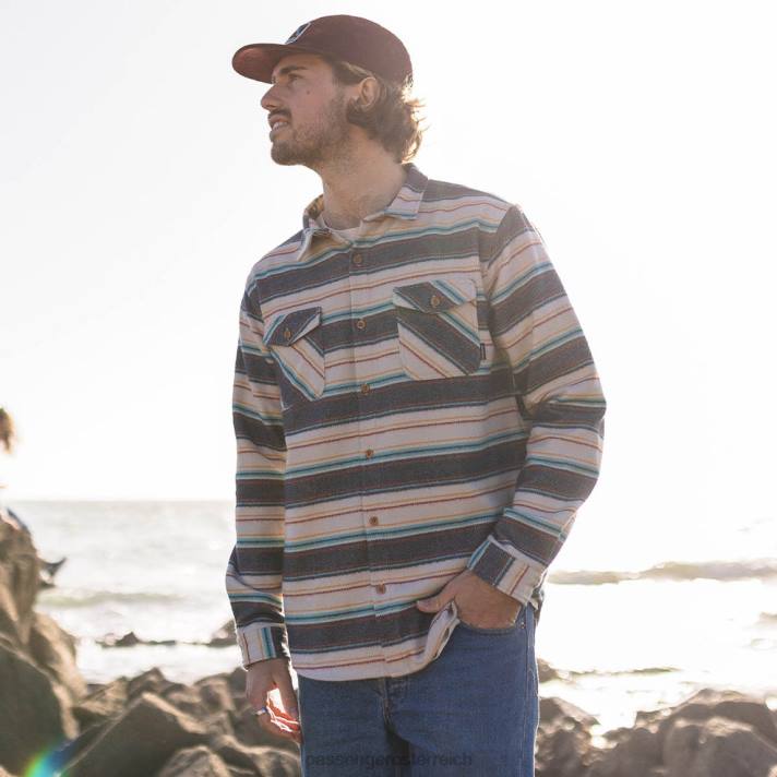 Passenger Männer Winterwell-Overshirt aus gebürsteter Baumwolle, Birkenstreifen 0BP2245 Kleidung Birke