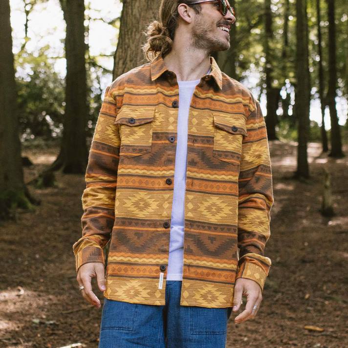 Passenger Männer Woodland-Jacquard-Overshirt aus Bio-Baumwolle Sunrise Adrift 0BP2258 Kleidung Sonnenaufgang