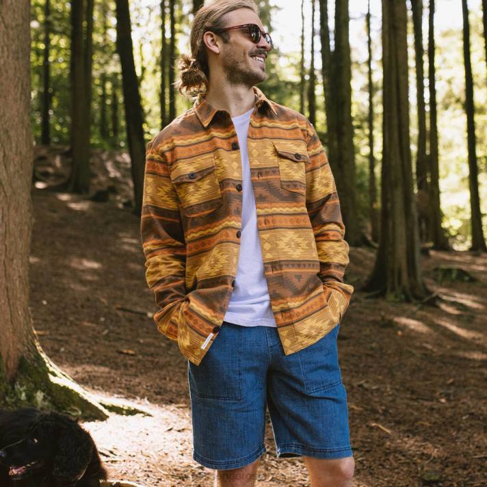 Passenger Männer Woodland-Jacquard-Overshirt aus Bio-Baumwolle Sunrise Adrift 0BP2258 Kleidung Sonnenaufgang