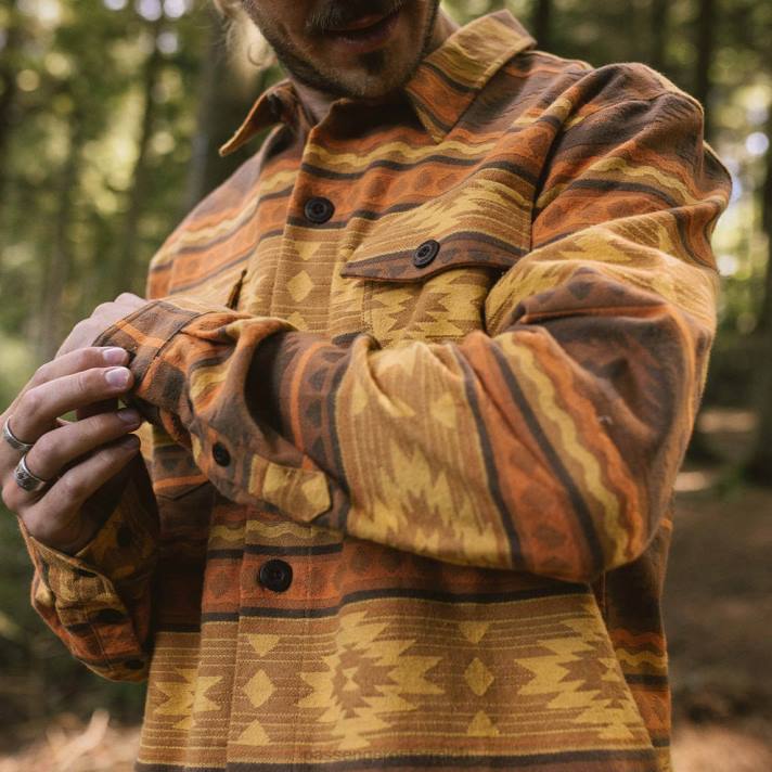 Passenger Männer Woodland-Jacquard-Overshirt aus Bio-Baumwolle Sunrise Adrift 0BP2258 Kleidung Sonnenaufgang