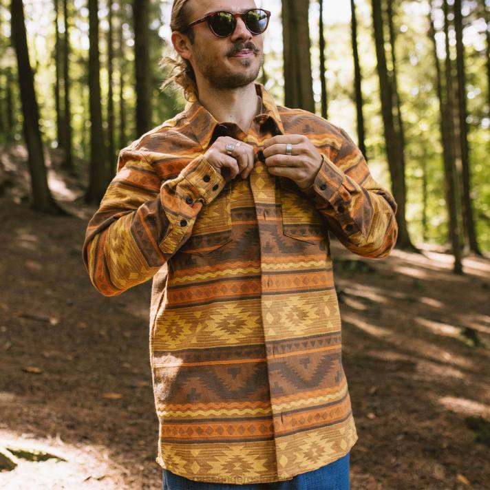 Passenger Männer Woodland-Jacquard-Overshirt aus Bio-Baumwolle Sunrise Adrift 0BP2258 Kleidung Sonnenaufgang