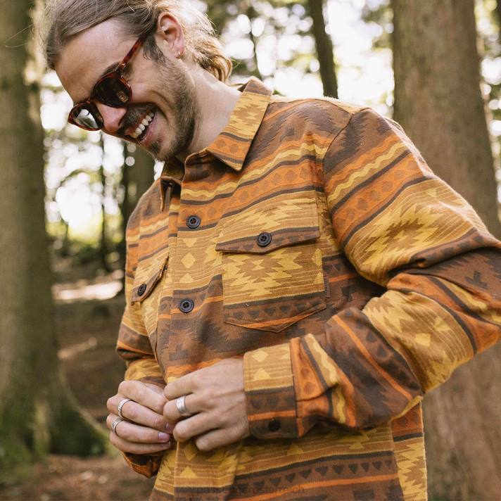 Passenger Männer Woodland-Jacquard-Overshirt aus Bio-Baumwolle Sunrise Adrift 0BP2258 Kleidung Sonnenaufgang