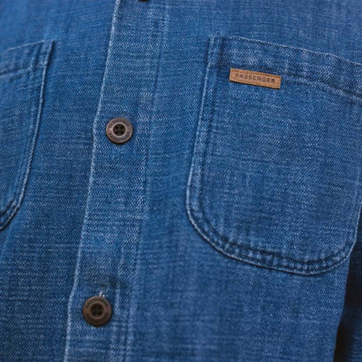 Passenger Männer Backcountry Bio-Baumwoll-Denim-Langarmshirt, gewaschener Denim 0BP2243 Kleidung Denim