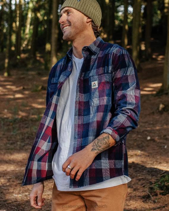 Passenger Männer Backcountry Cord-Karohemd in sattem Marineblau 0BP2250 Kleidung Marine