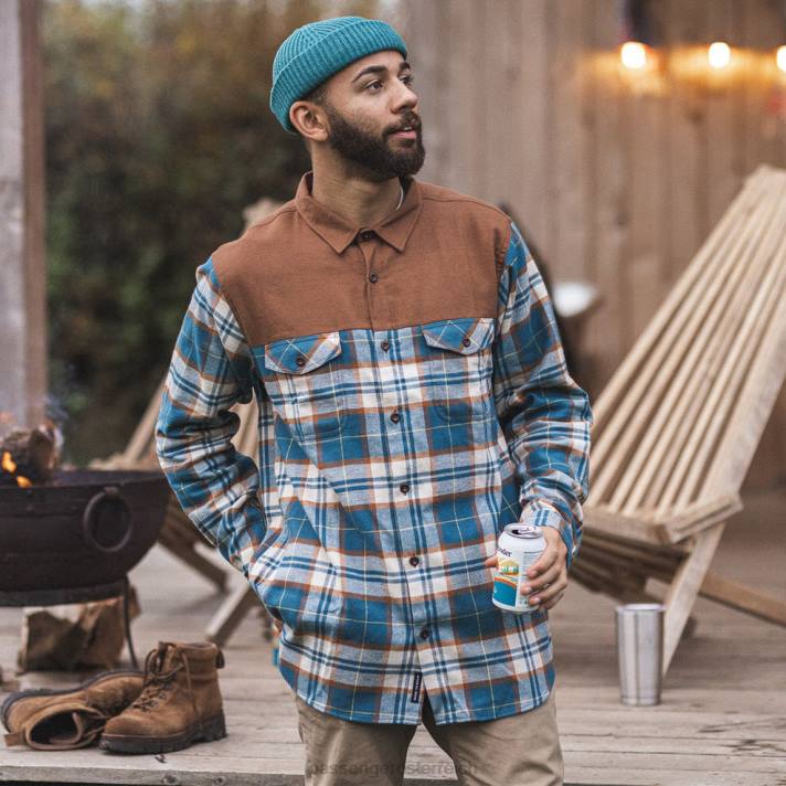 Passenger Männer Behnsen Bio-Baumwollhemd braun/blau kariert 0BP2275 Kleidung Blau