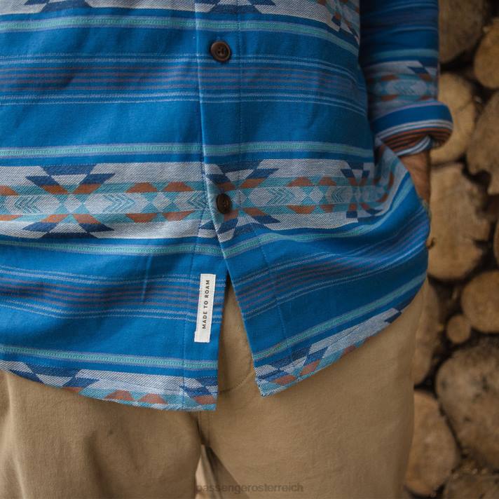 Passenger Männer Cabin-Jacquard-Bio-Baumwollhemd mit weichem Kobaltmuster 0BP2271 Kleidung Kobalt