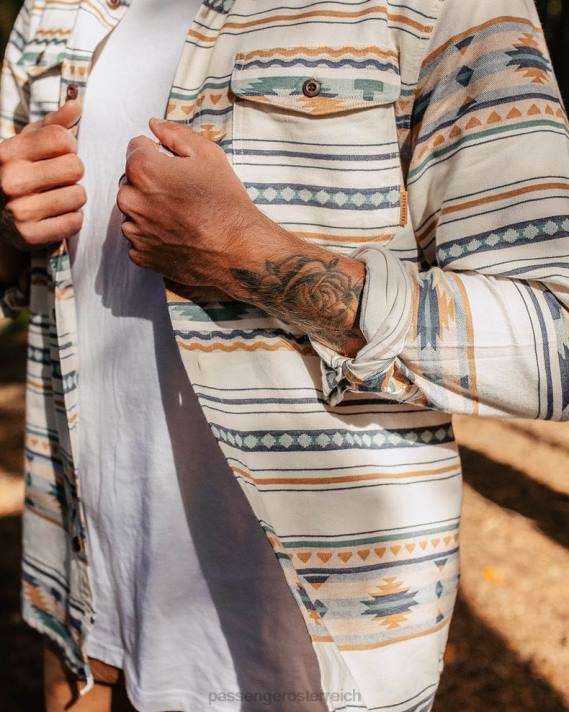 Passenger Männer Kabinen-Jacquard-Bio-Baumwollhemd, Birke 0BP2249 Kleidung Birke