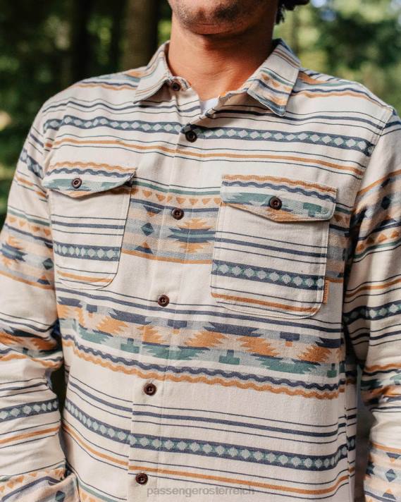 Passenger Männer Kabinen-Jacquard-Bio-Baumwollhemd, Birke 0BP2249 Kleidung Birke