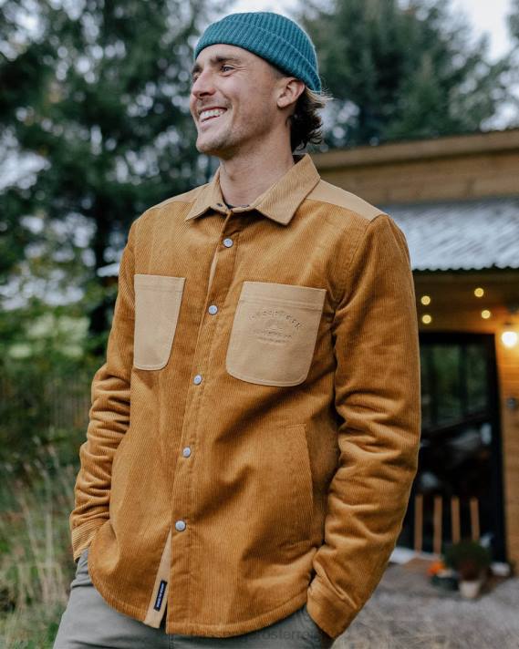 Passenger Männer Kodiak-Sherpa-gefüttertes Cordhemd goldbraun 0BP2169 Kleidung braun