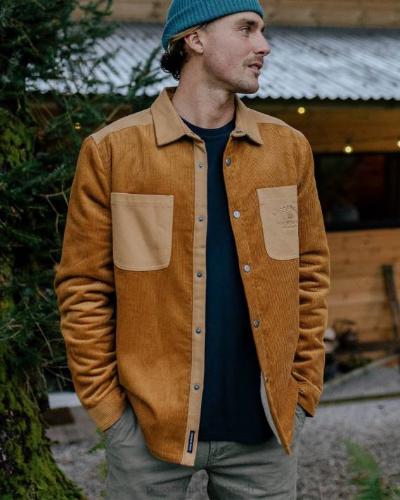 Passenger Männer Kodiak-Sherpa-gefüttertes Cordhemd goldbraun 0BP2169 Kleidung braun