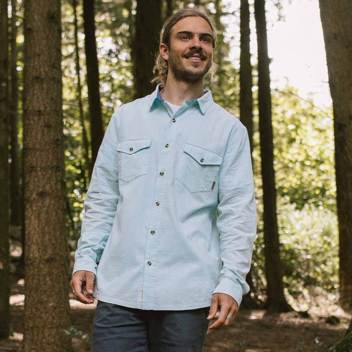 Passenger Männer Venture recyceltes Cord-Langarmshirt, blaues Glas 0BP2255 Kleidung Blau