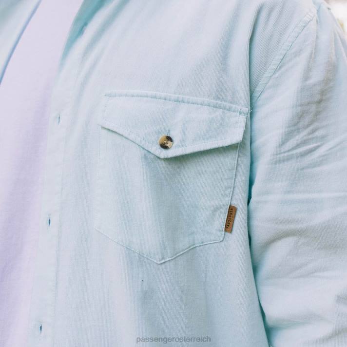 Passenger Männer Venture recyceltes Cord-Langarmshirt, blaues Glas 0BP2255 Kleidung Blau