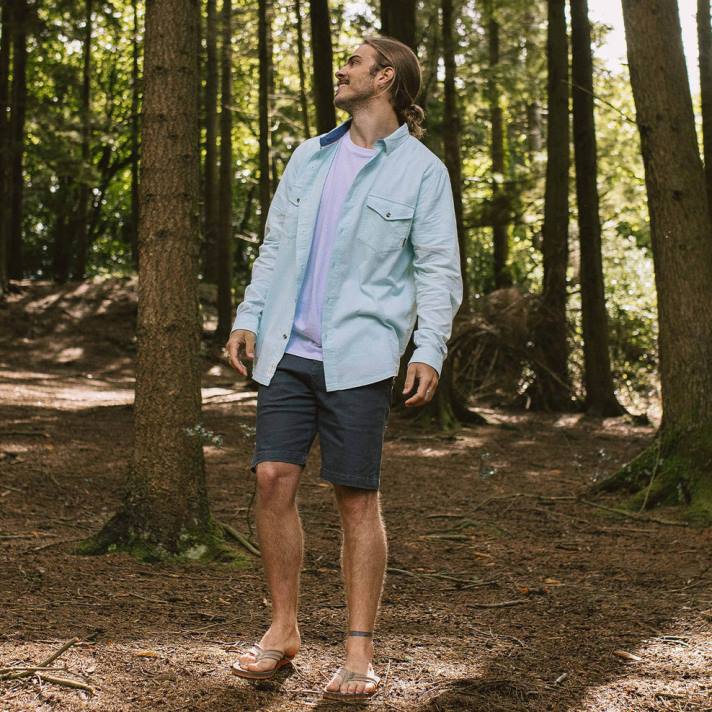 Passenger Männer Venture recyceltes Cord-Langarmshirt, blaues Glas 0BP2255 Kleidung Blau