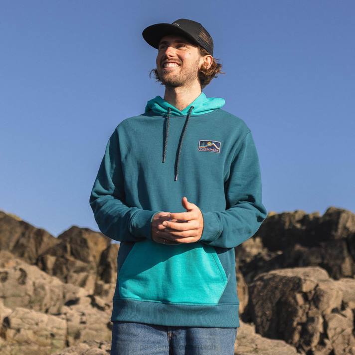 Passenger Männer Alpen-Kapuzenpullover, blaue Koralle 0BP2125 Kleidung Blau