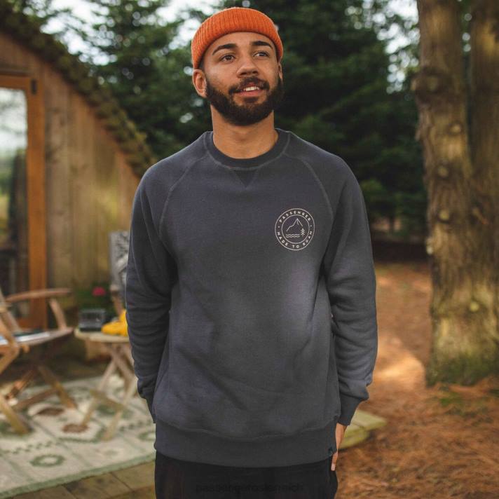 Passenger Männer Border-Recycling-Sweatshirt in verblasstem Schwarz 0BP298 Kleidung Schwarz