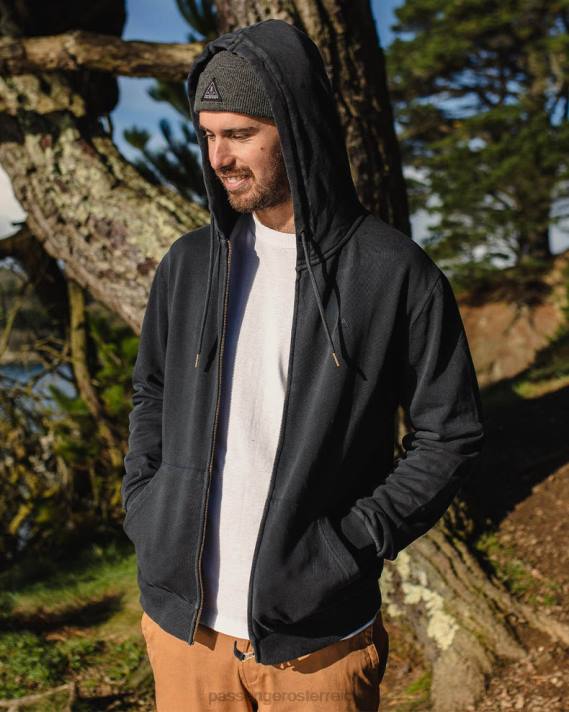 Passenger Männer Escape Kapuzenpullover mit durchgehendem Reißverschluss in Schwarz 0BP277 Kleidung Schwarz