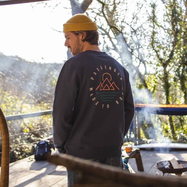 Passenger Männer Eskapismus recyceltes Sweatshirt aus dunklem Denim 0BP2150 Kleidung Denim