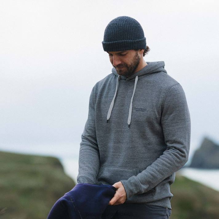 Passenger Männer Gifford recycelter Kapuzenpullover in Graumeliert 0BP295 Kleidung grau