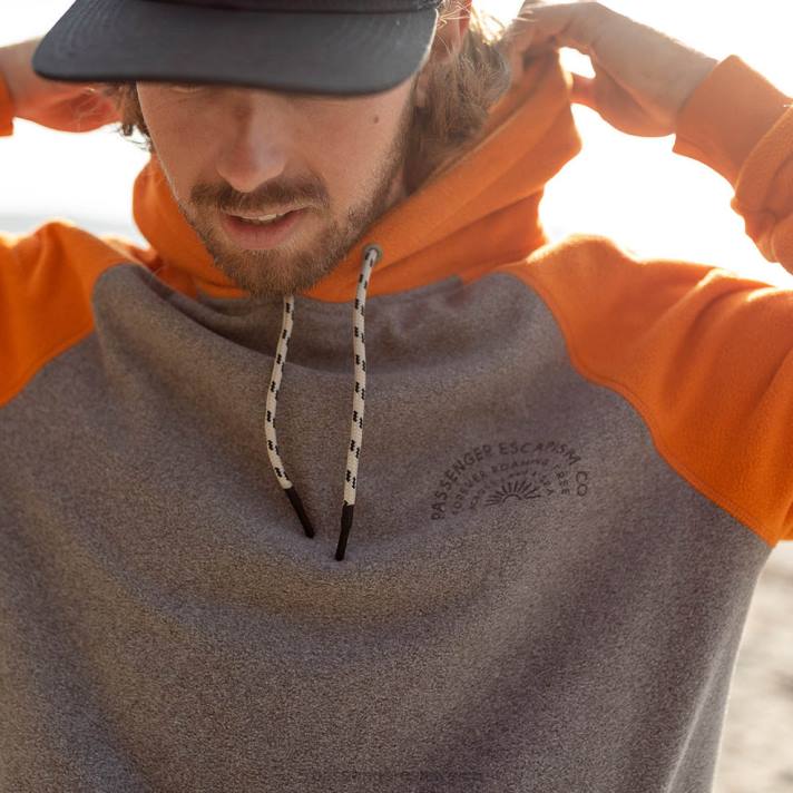 Passenger Männer Good Vibes Kapuzenpullover aus recyceltem Polarfleece in Graumeliert 0BP265 Kleidung grau