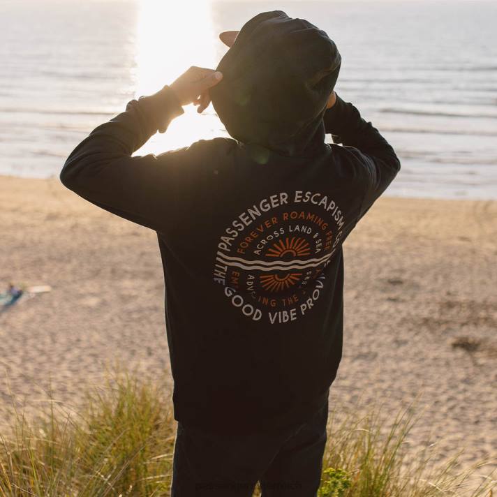 Passenger Männer Good Vibes Kapuzenpullover aus recycelter Baumwolle in Schwarz 0BP2144 Kleidung Schwarz