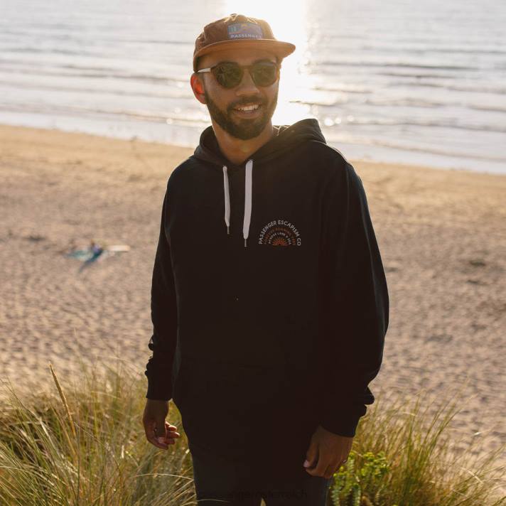 Passenger Männer Good Vibes Kapuzenpullover aus recycelter Baumwolle in Schwarz 0BP2144 Kleidung Schwarz