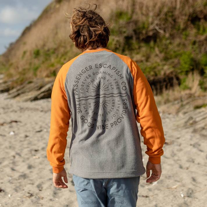 Passenger Männer Good Vibes Sweatshirt aus recyceltem Polarfleece in Graumeliert 0BP267 Kleidung grau