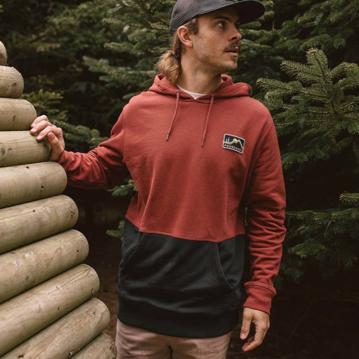 Passenger Männer Kapuzenpullover aus recycelter Baumwolle von Paramount, Rotbraun 0BP2111 Kleidung rostrot