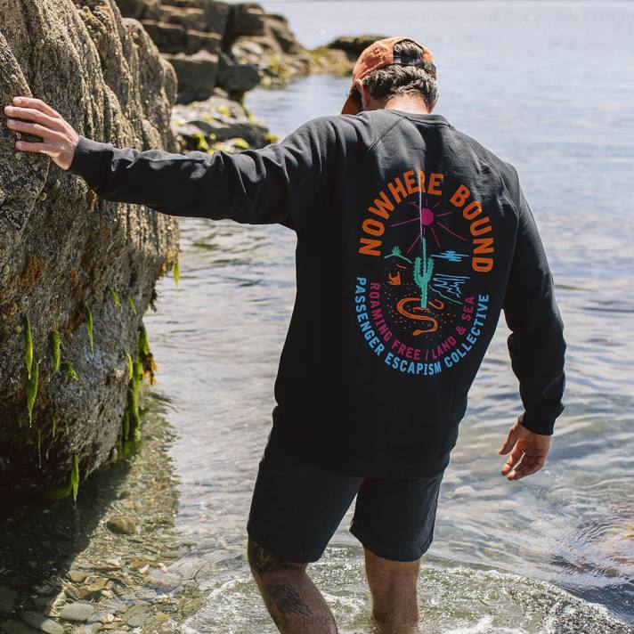 Passenger Männer Land & Sea-Sweatshirt aus recycelter Baumwolle in Schwarz 0BP2114 Kleidung Schwarz