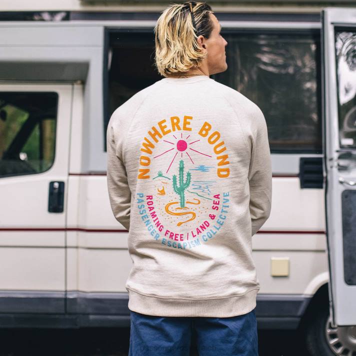 Passenger Männer Land & Sea-Sweatshirt aus recycelter Baumwolle, milchig meliert 0BP2113 Kleidung Mergel