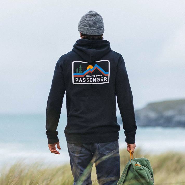 Passenger Männer Made to Roam recycelter Kapuzenpullover in verblasstem Schwarz 0BP296 Kleidung Schwarz