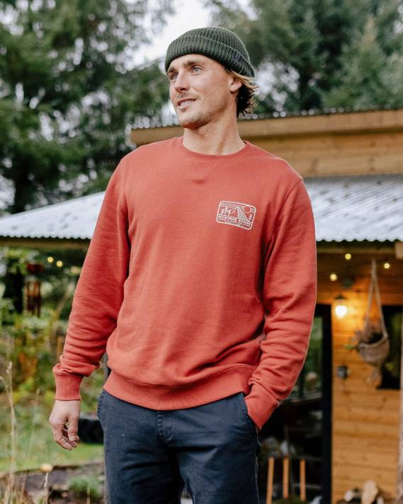 Passenger Männer Nirgendwo gebundenes Sweatshirt aus recycelter Baumwolle in gebranntem Rot 0BP284 Kleidung Rot