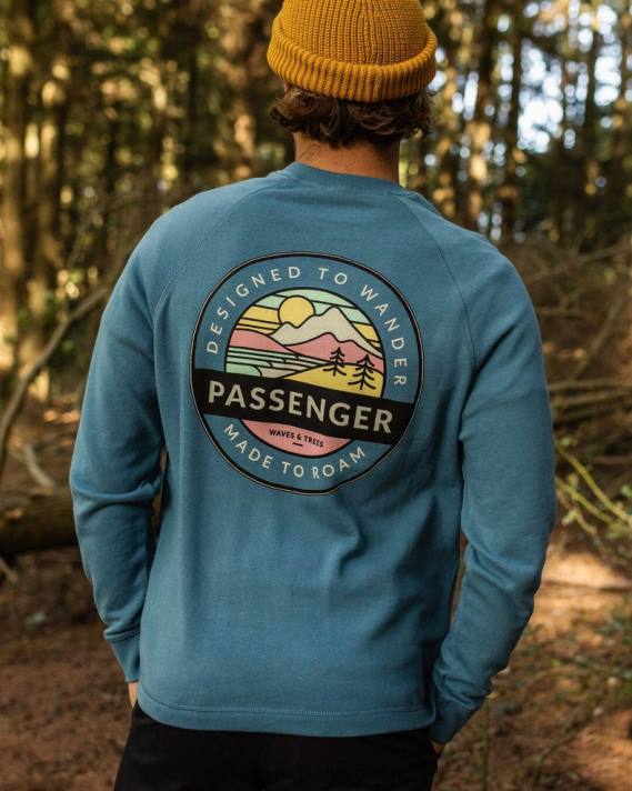 Passenger Männer Odyssey-Sweatshirt aus recycelter Baumwolle in Blaustahl 0BP282 Kleidung Blau