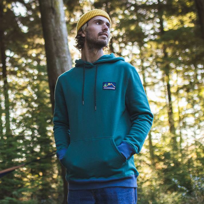 Passenger Männer Paramount recycelter Kapuzenpullover in Sturmgrün 0BP2131 Kleidung Grün