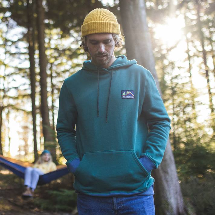 Passenger Männer Paramount recycelter Kapuzenpullover in Sturmgrün 0BP2131 Kleidung Grün