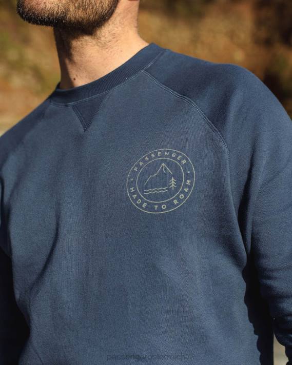 Passenger Männer Sweatshirt aus recycelter Baumwolle mit Bordüre in dunklem Denim 0BP276 Kleidung Denim